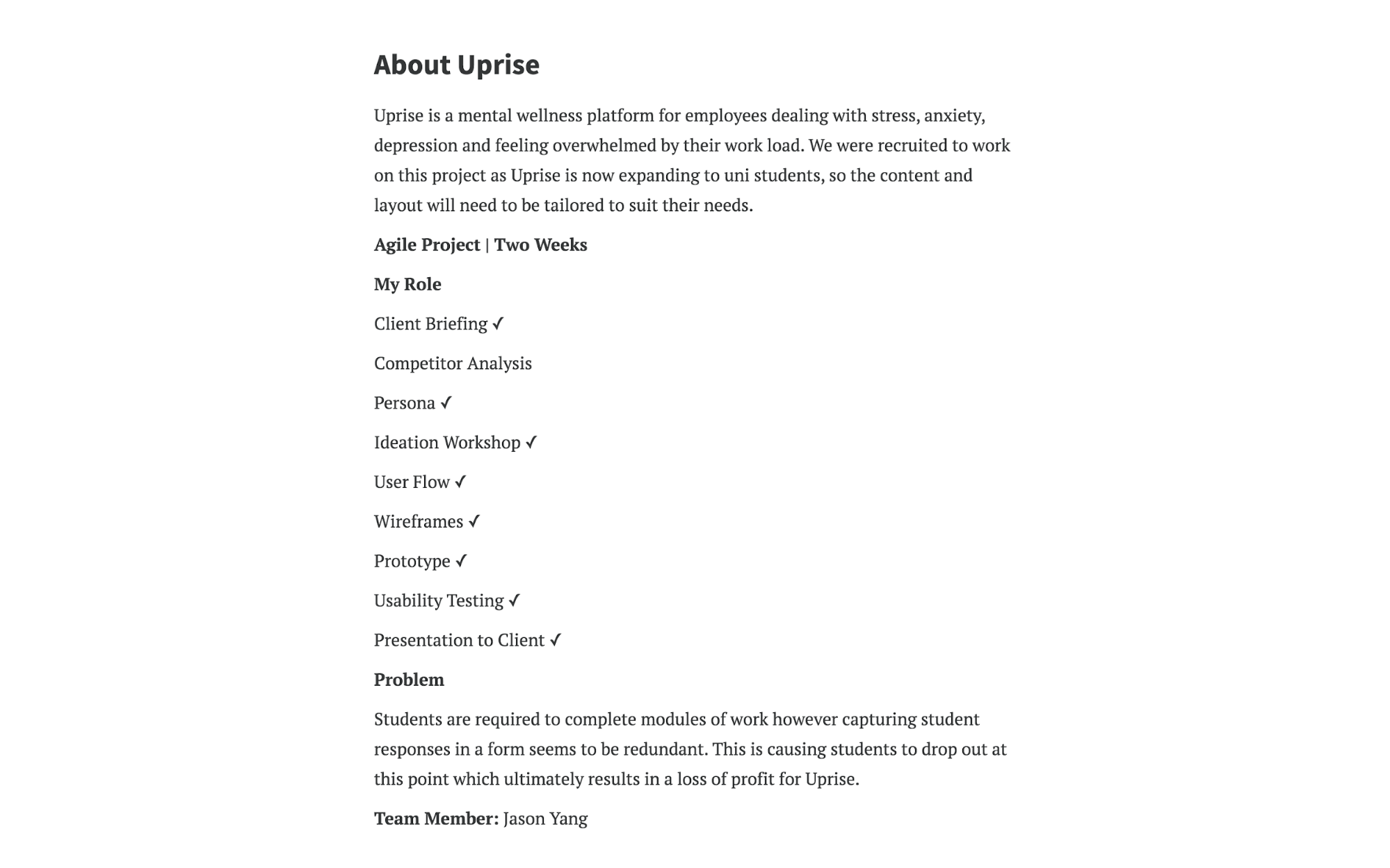 UX Portfolio Checklist - Background - Example 1