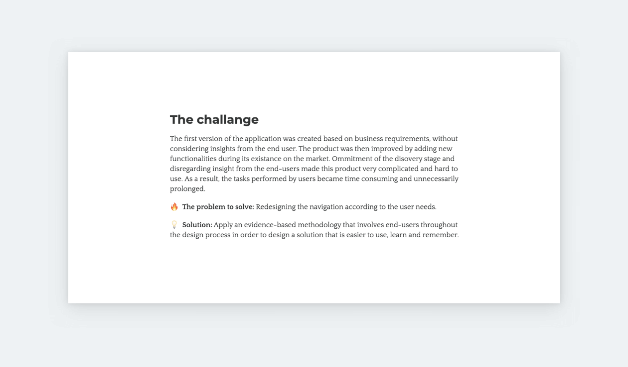 Explaining the challenge in a UX case study