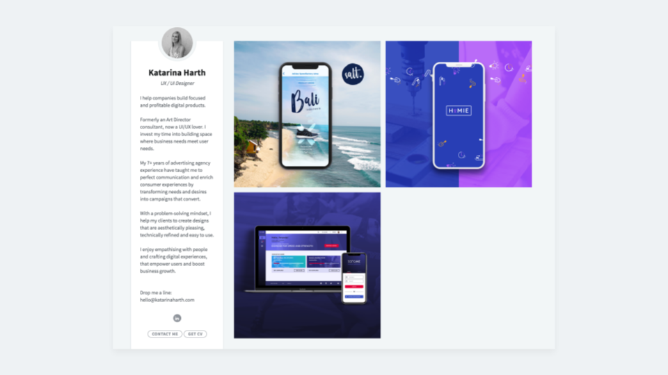 Katarina Harth's portfolio highlighting her UX skills