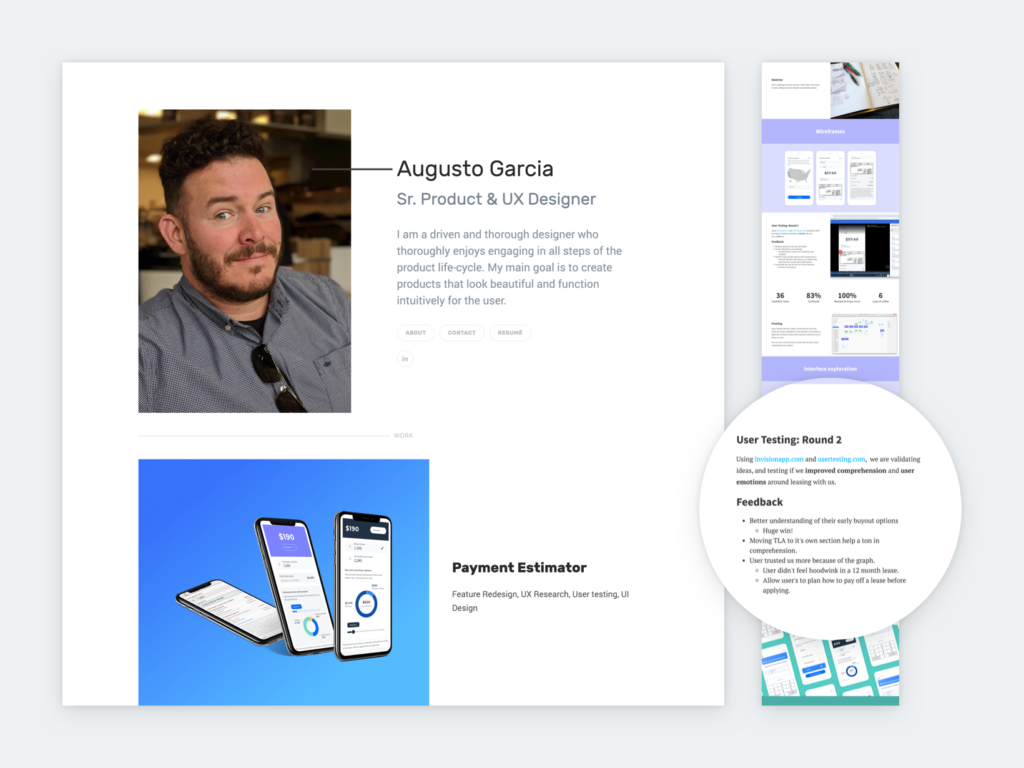 Screenshot of Augusto Garcia's portfolio