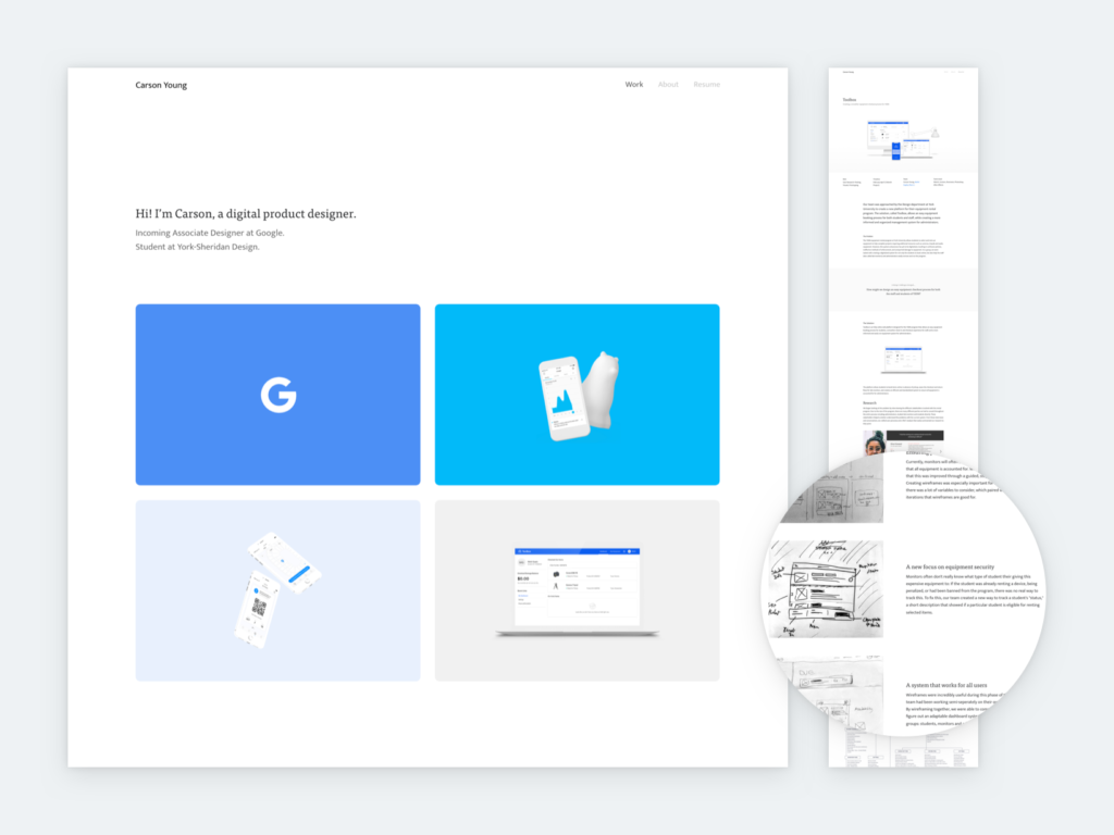 Screenshot of Carson Young's portfolio