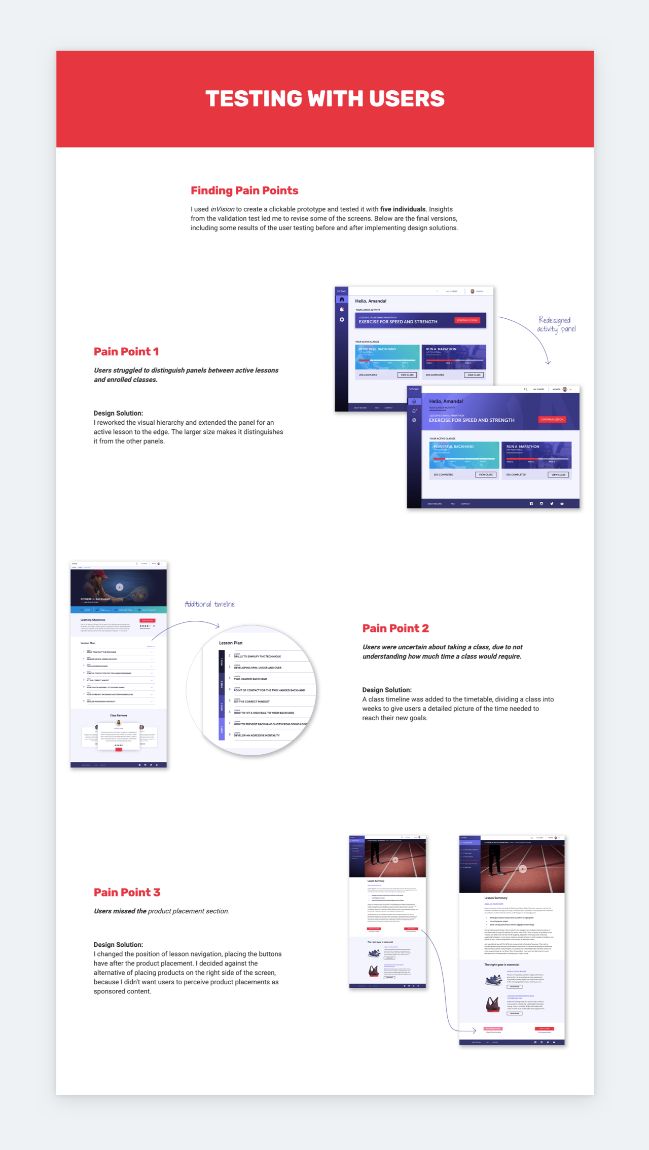 Screenshot of the Personal Trainer case study by Katarina Harth
