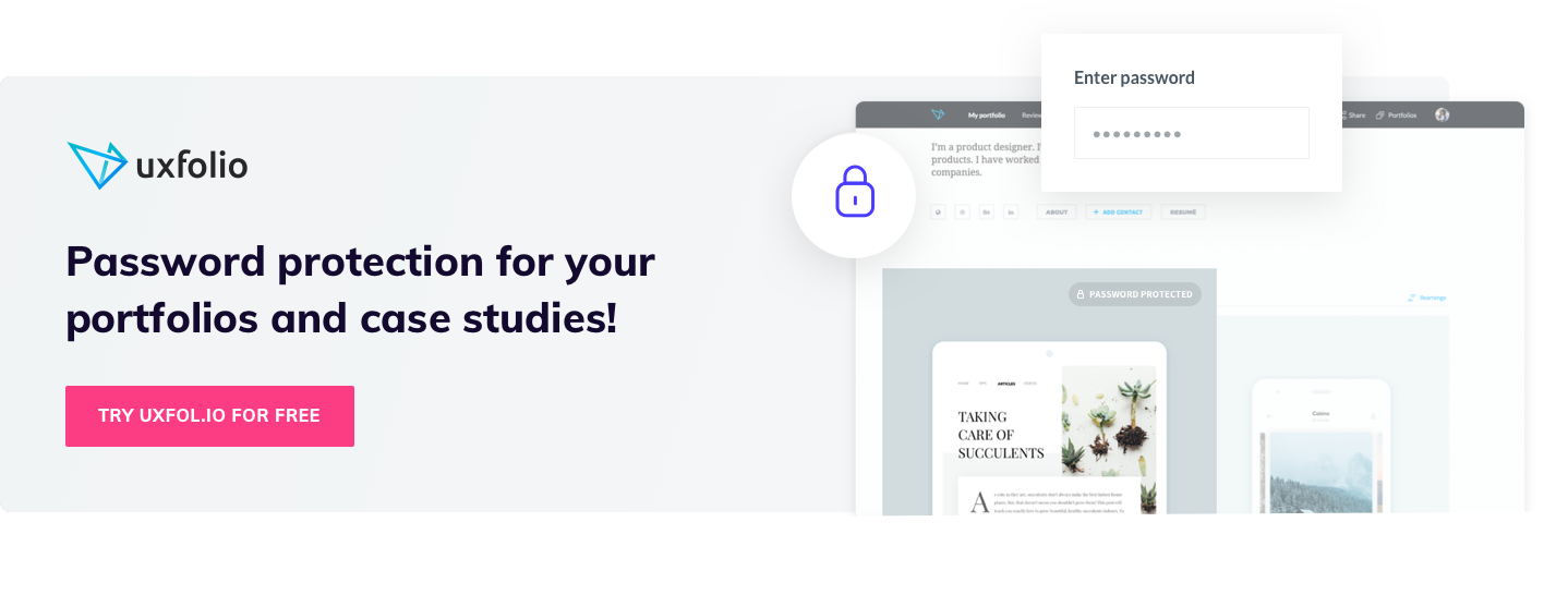 Password protection feature for portfolios and case studies