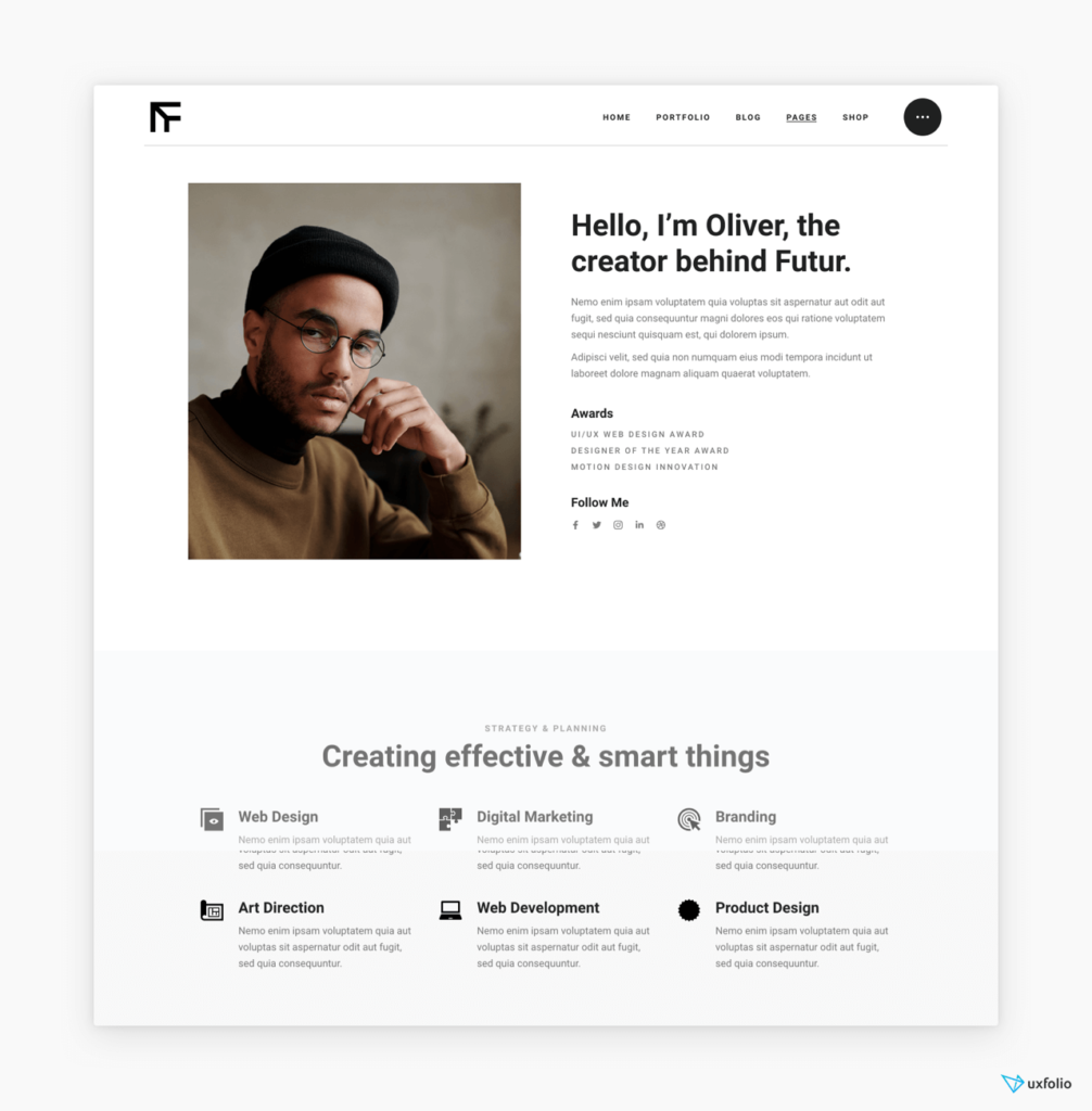 Wordpress portfolio template example