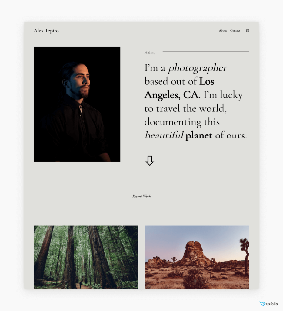 Squarespace portfolio template example