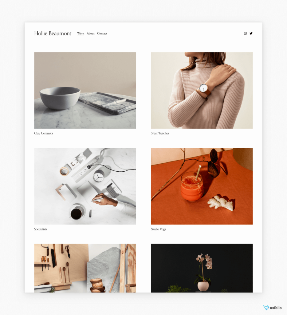 Squarespace portfolio template example