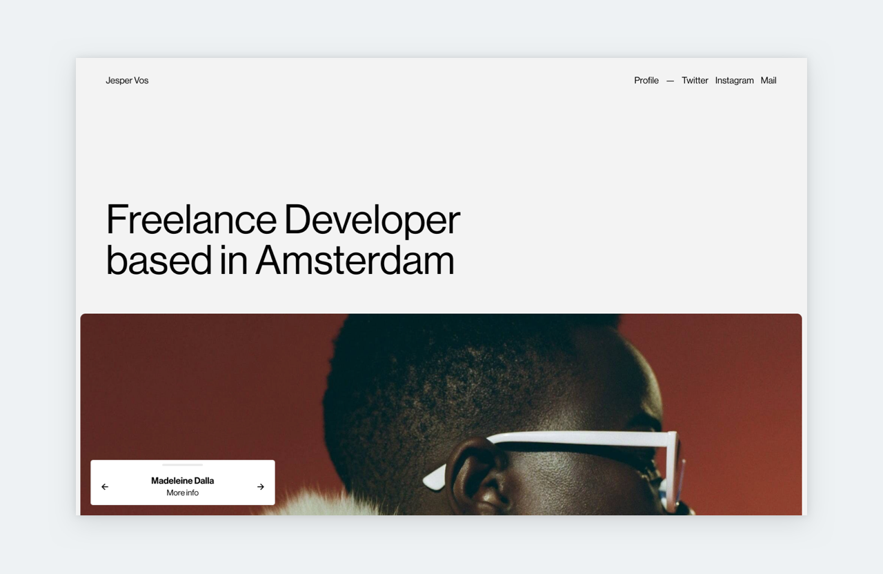 Screenshot of Jesper Vos' freelance developer portfolio