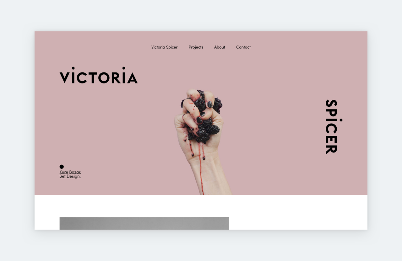 Screenshot of Victoria Spicer set designer portfolio