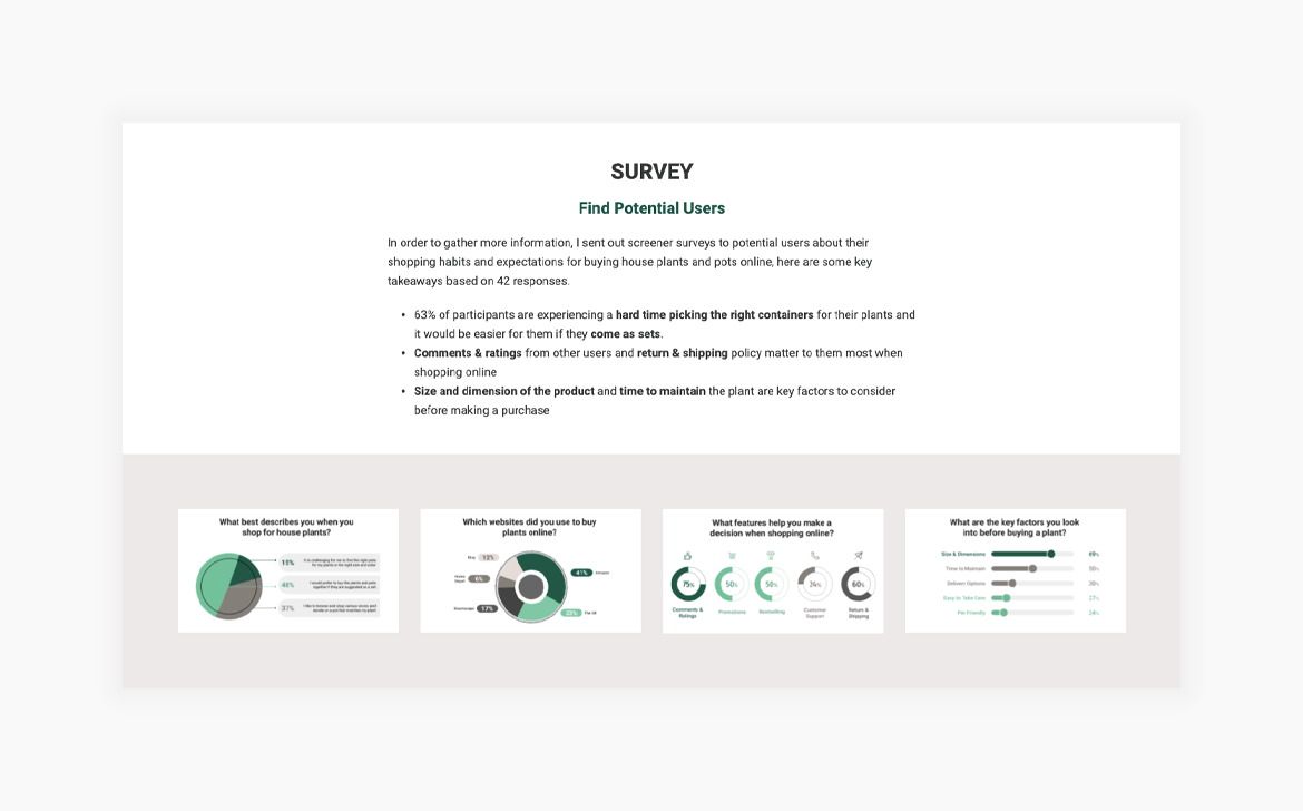 Screenshot of a survey section in a UX case study