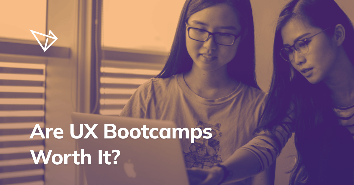Cover image with two ladies in front of a computer and text saying "Sre UX Bootcamps Worth it?"