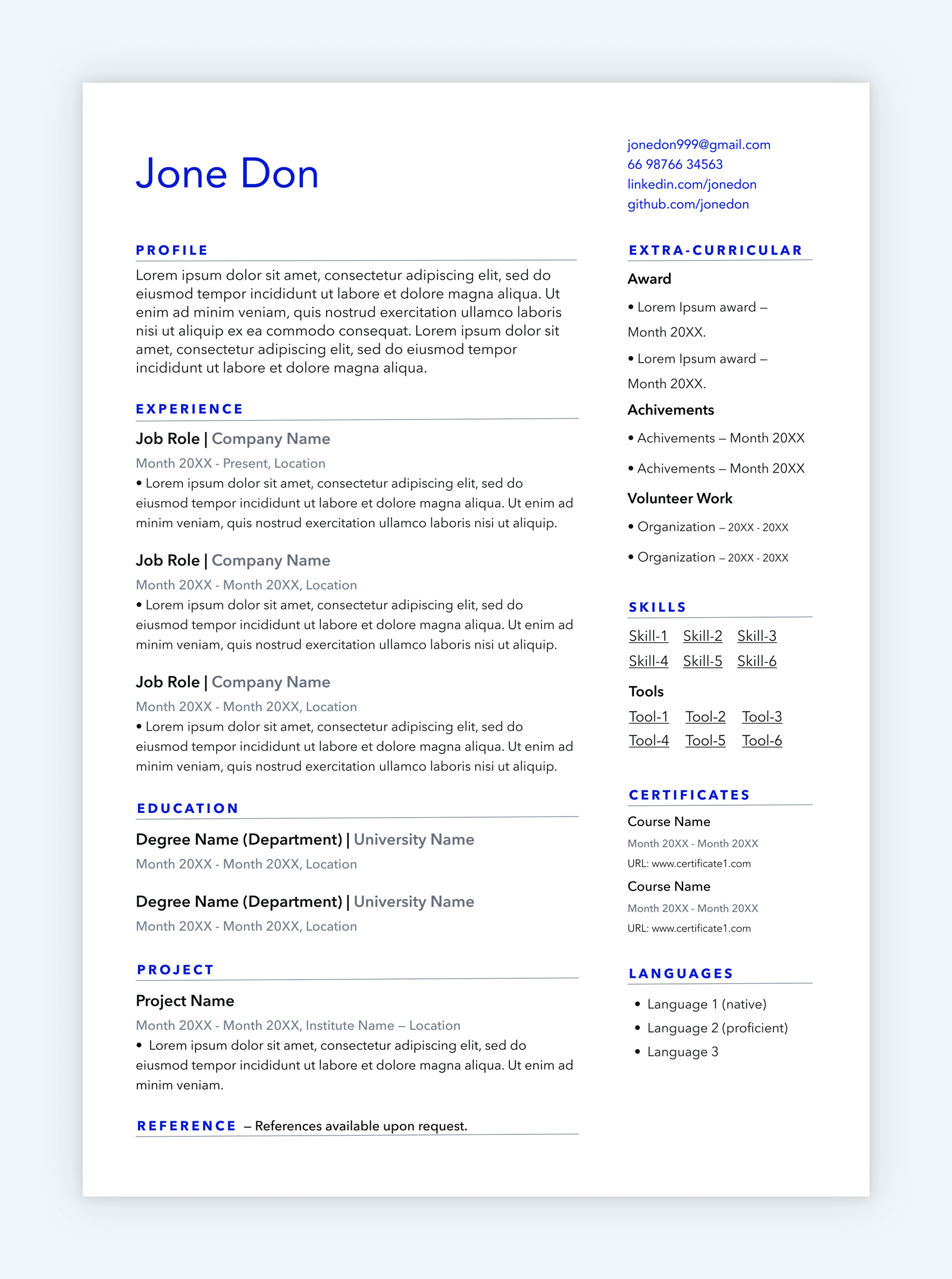 Free Resume Templates