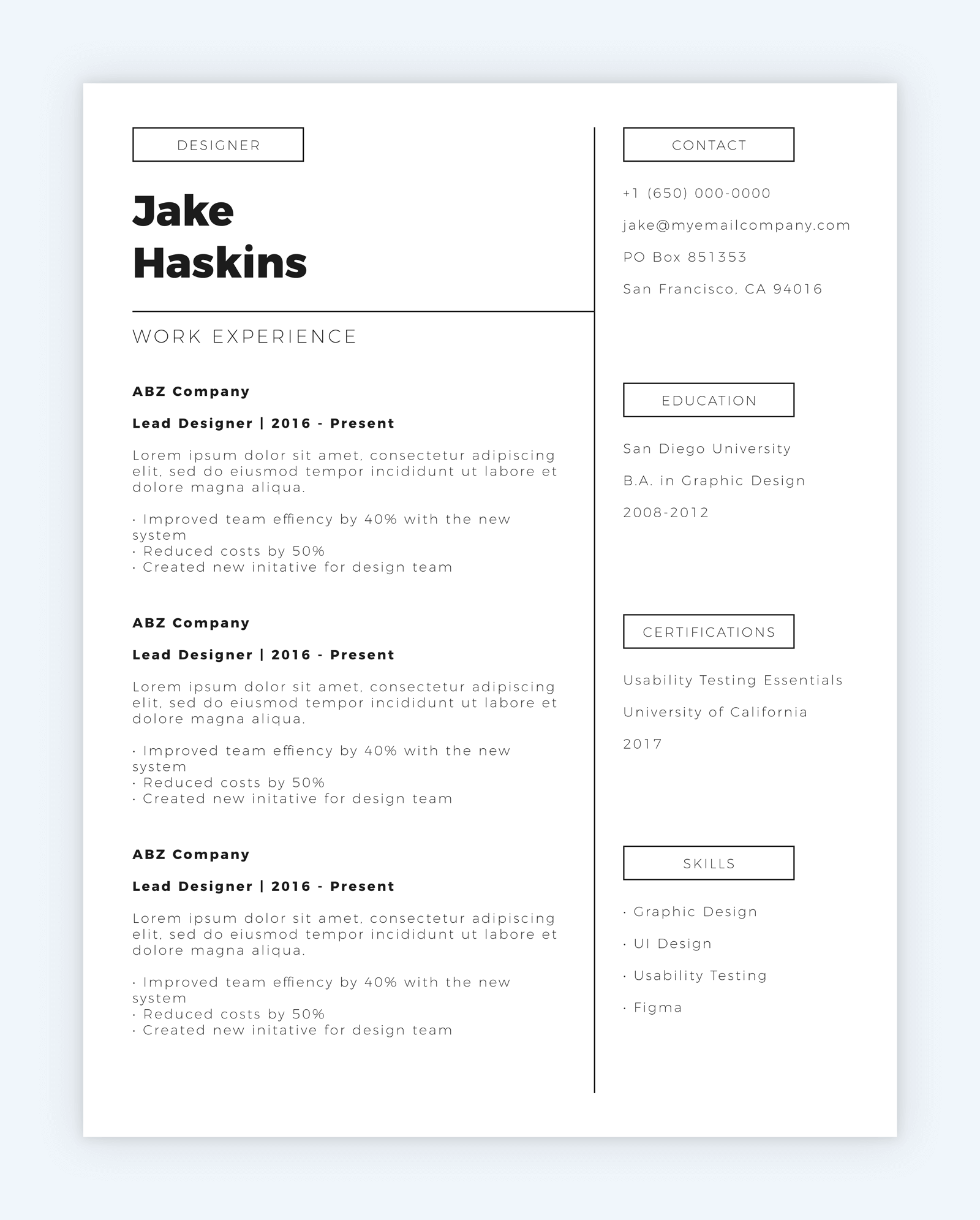 8 Sleek & Free Designer Resume Templates UXfolio Blog