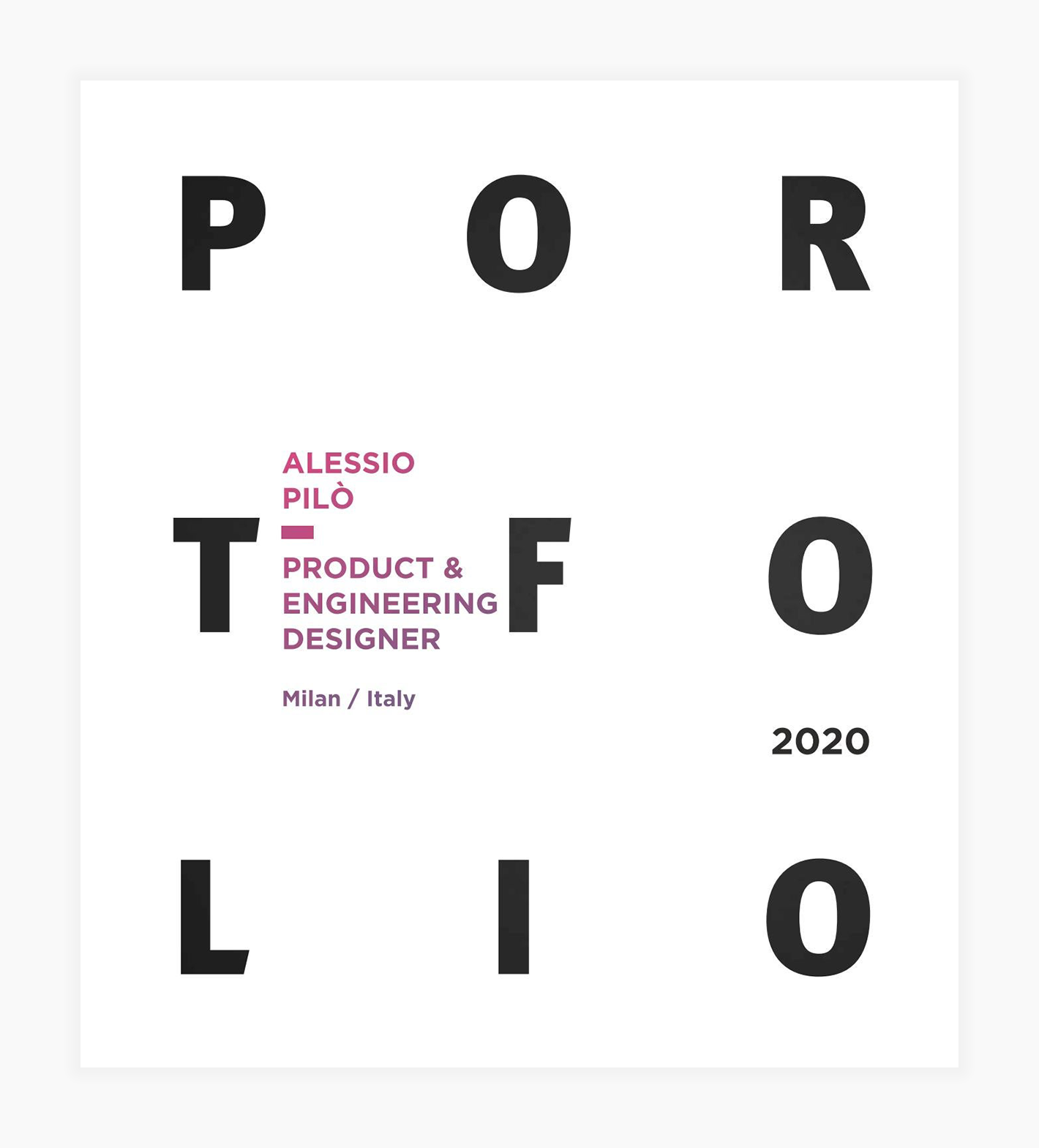 Screenshot of a product design engineer portfolio cover