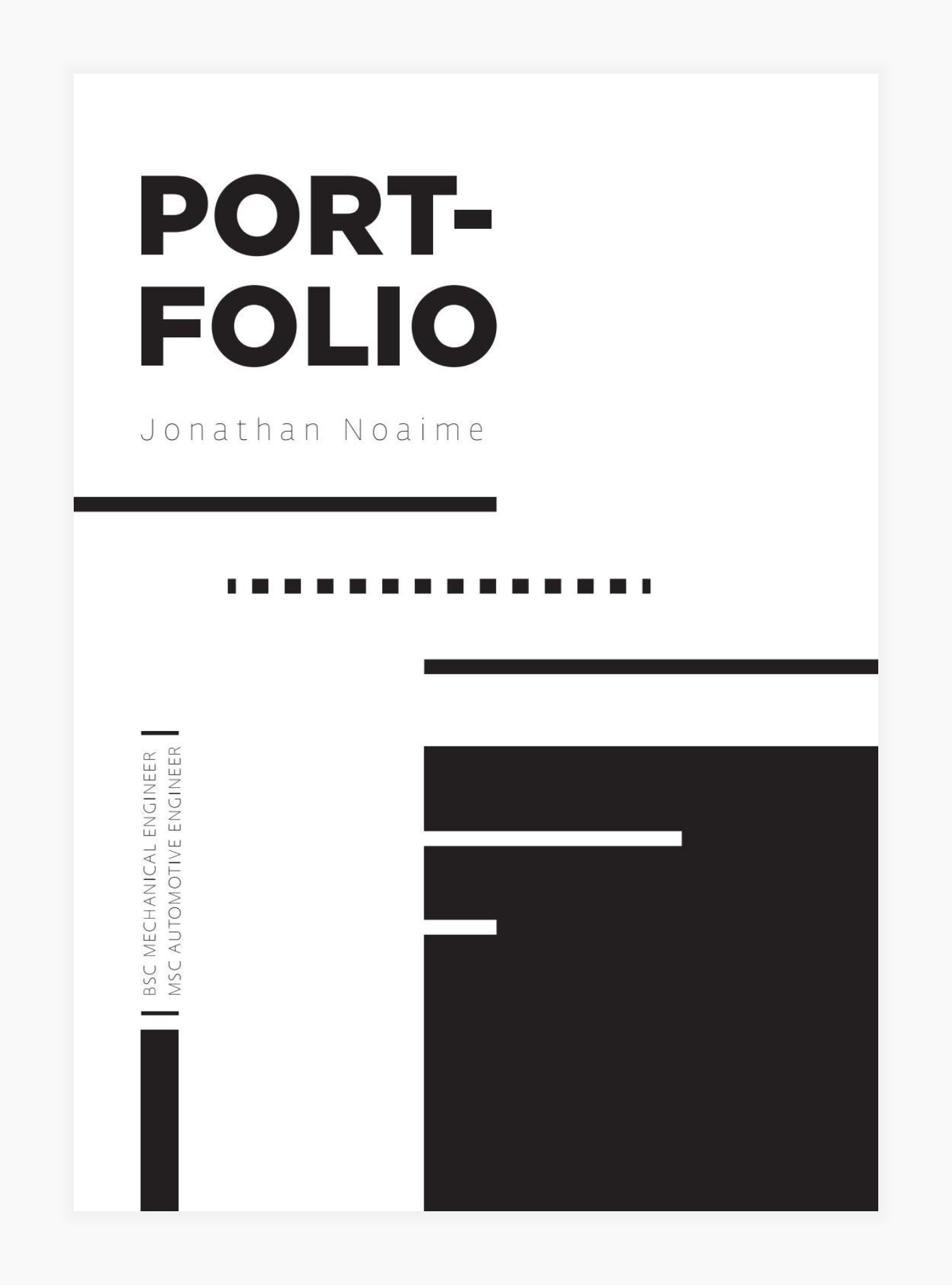 Screenshot of a product design engineer portfolio cover