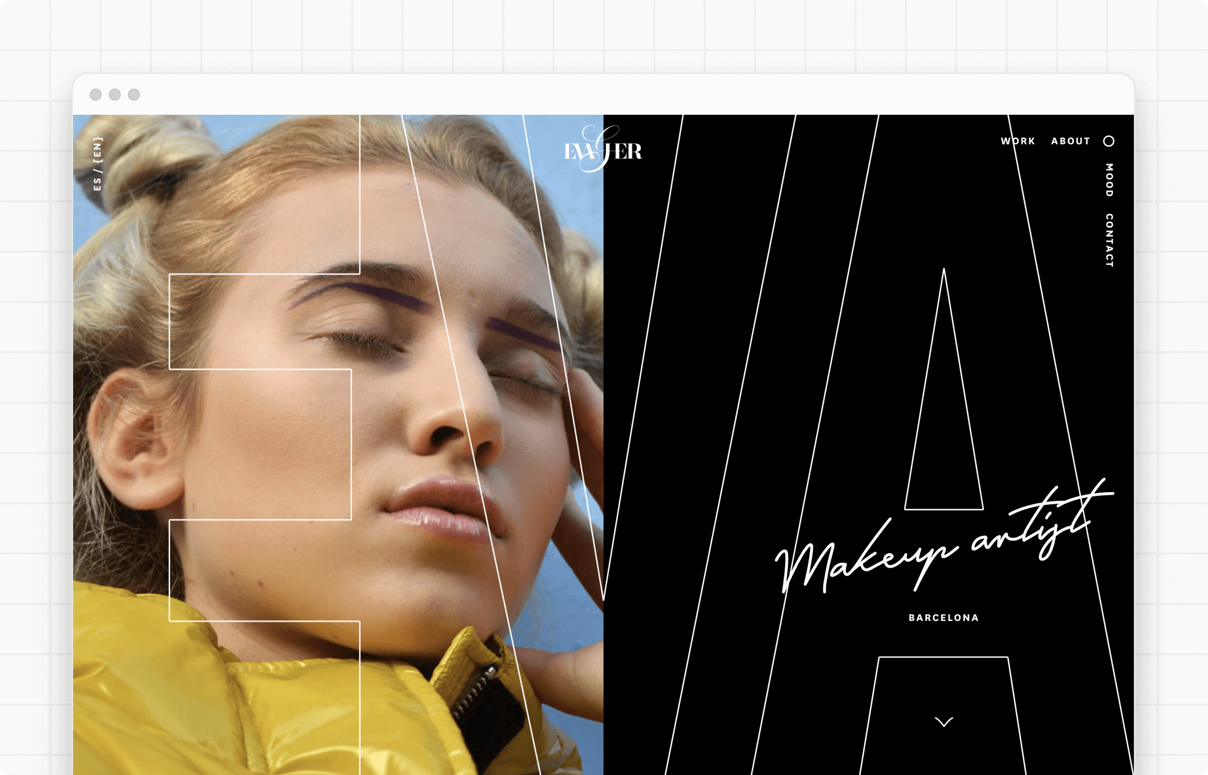 Screenshot of a portfolio on a grey background