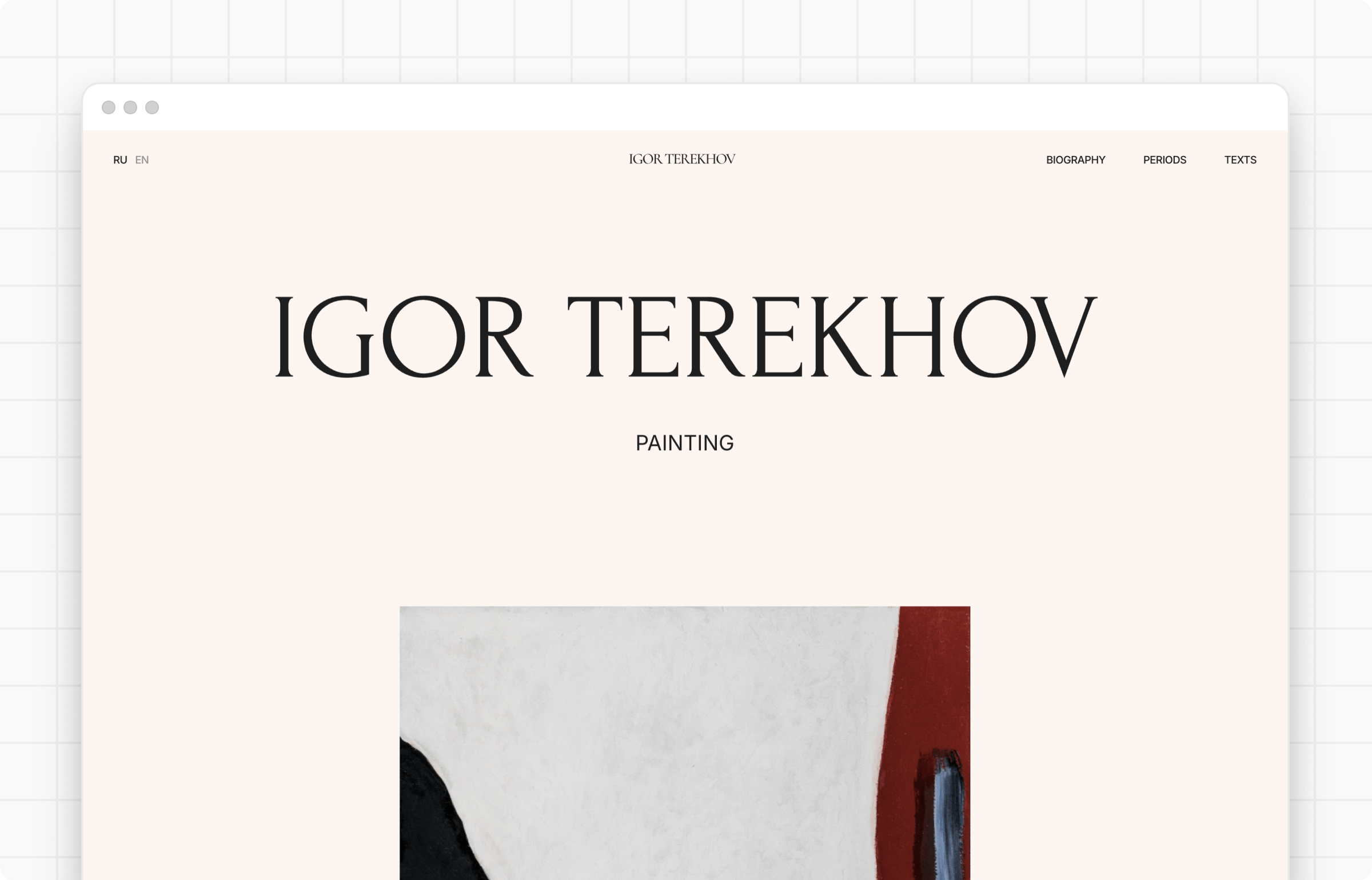 Screenshot of a portfolio on a grey background